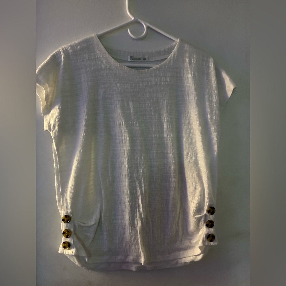 89th & Madison Cream Blouse with Button Details